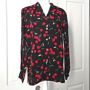 Quacker Factory NWT Cherry/Rhinestone Blouse